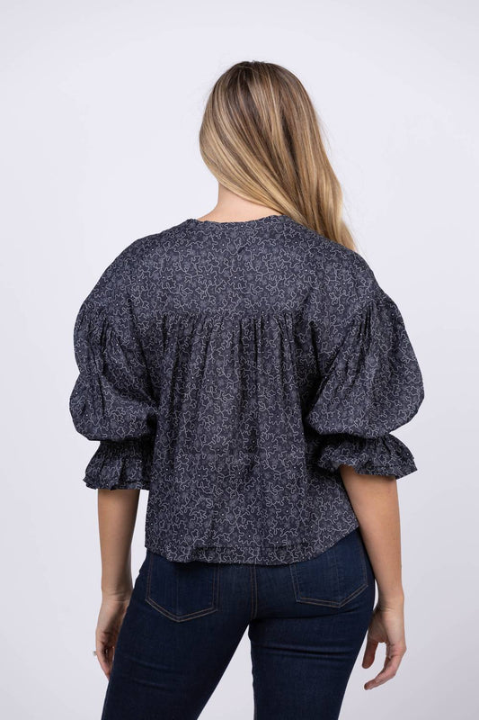 Nation Ltd - Scarlet Pintuck Printed Blouse