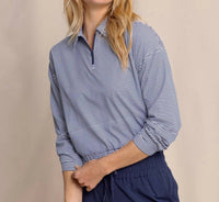 Southern Tide - Kira Half Zip Stripe Pullover Sweatshirt