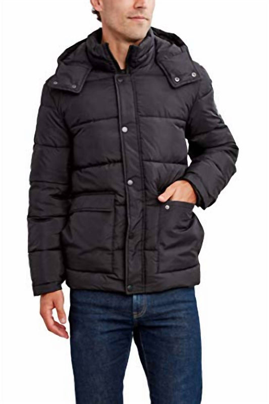 Men's Water and Wind Resistant Hooded Puffer Jacket