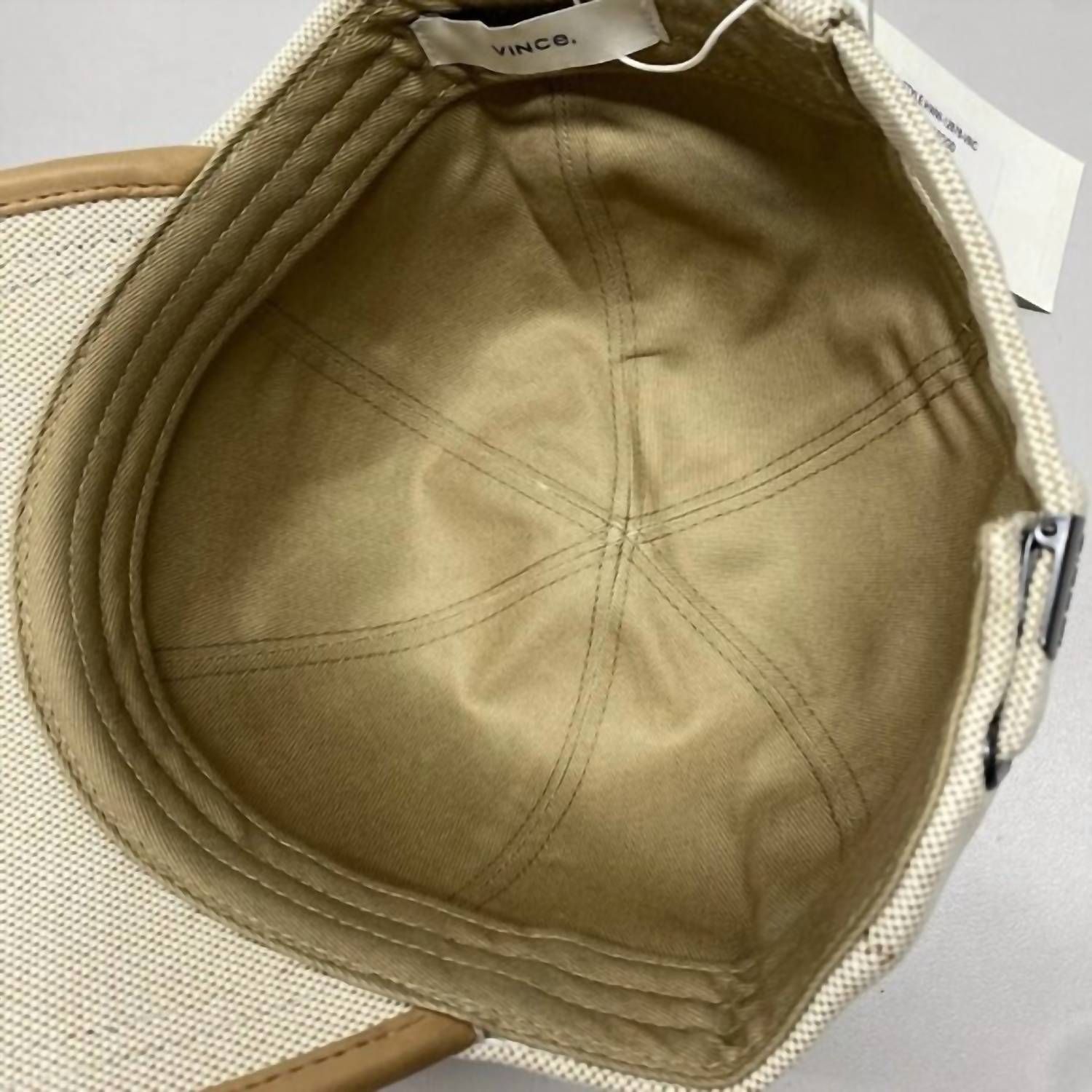 Vince Unisex Leather Trim Baseball Cap in beige - women's hat - view 5