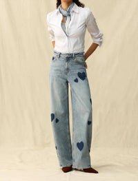 Bayeas - Women's Rosalind Heart Detail High Rise Barrel Jeans