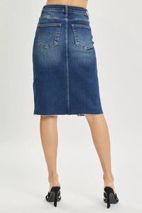 Risen - High Rise Front Slit Midi Skirt - Plus