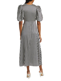 Silvia Tcherassi - Stripe Wrap Silk Tie Midi Dress