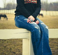 Sterling Kreek Turn And Burn Aztec Half Zip Sweater in black - women's top - alternate view