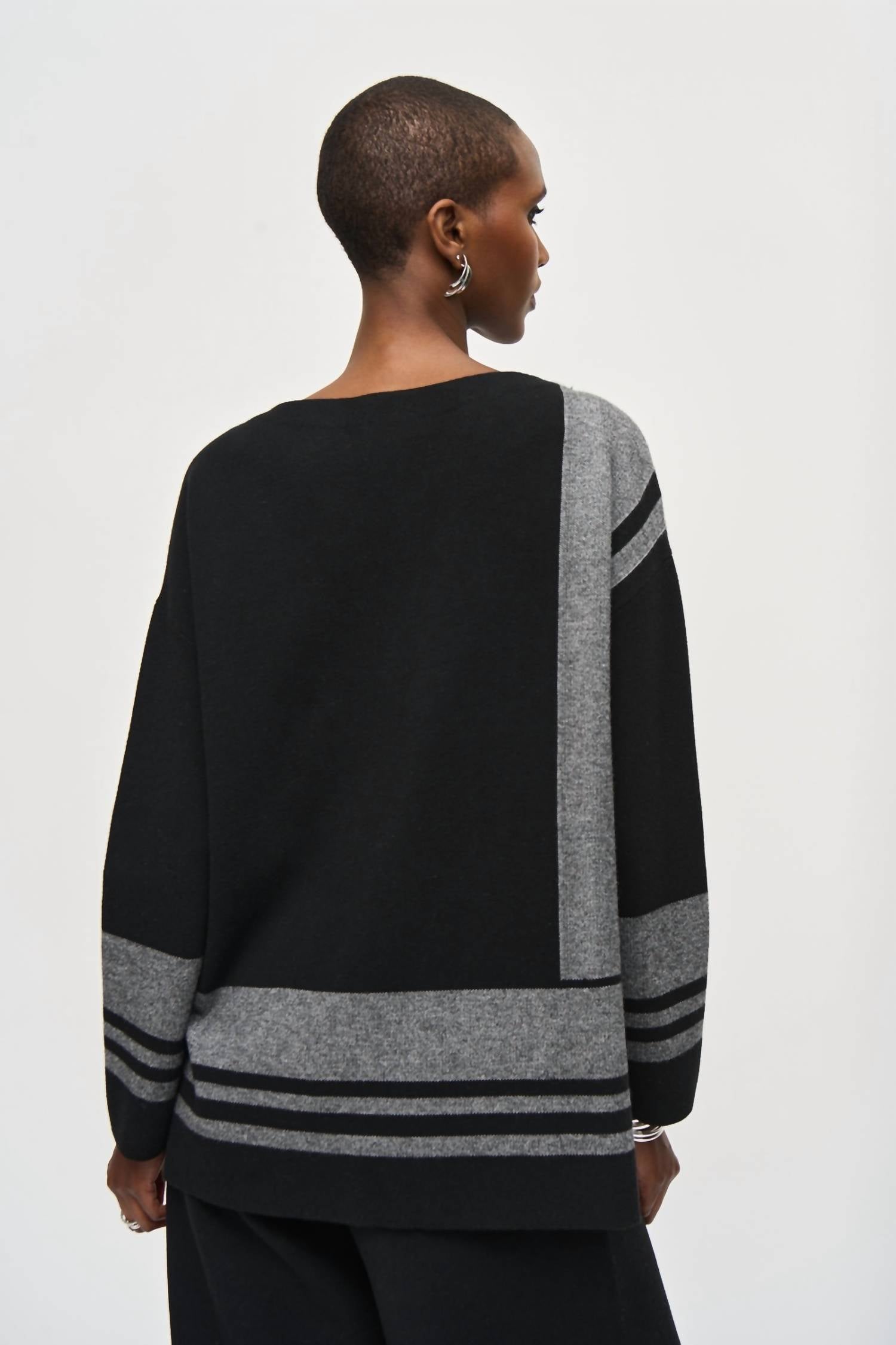 Joseph Ribkoff - Oversized Striped Boatneck Top