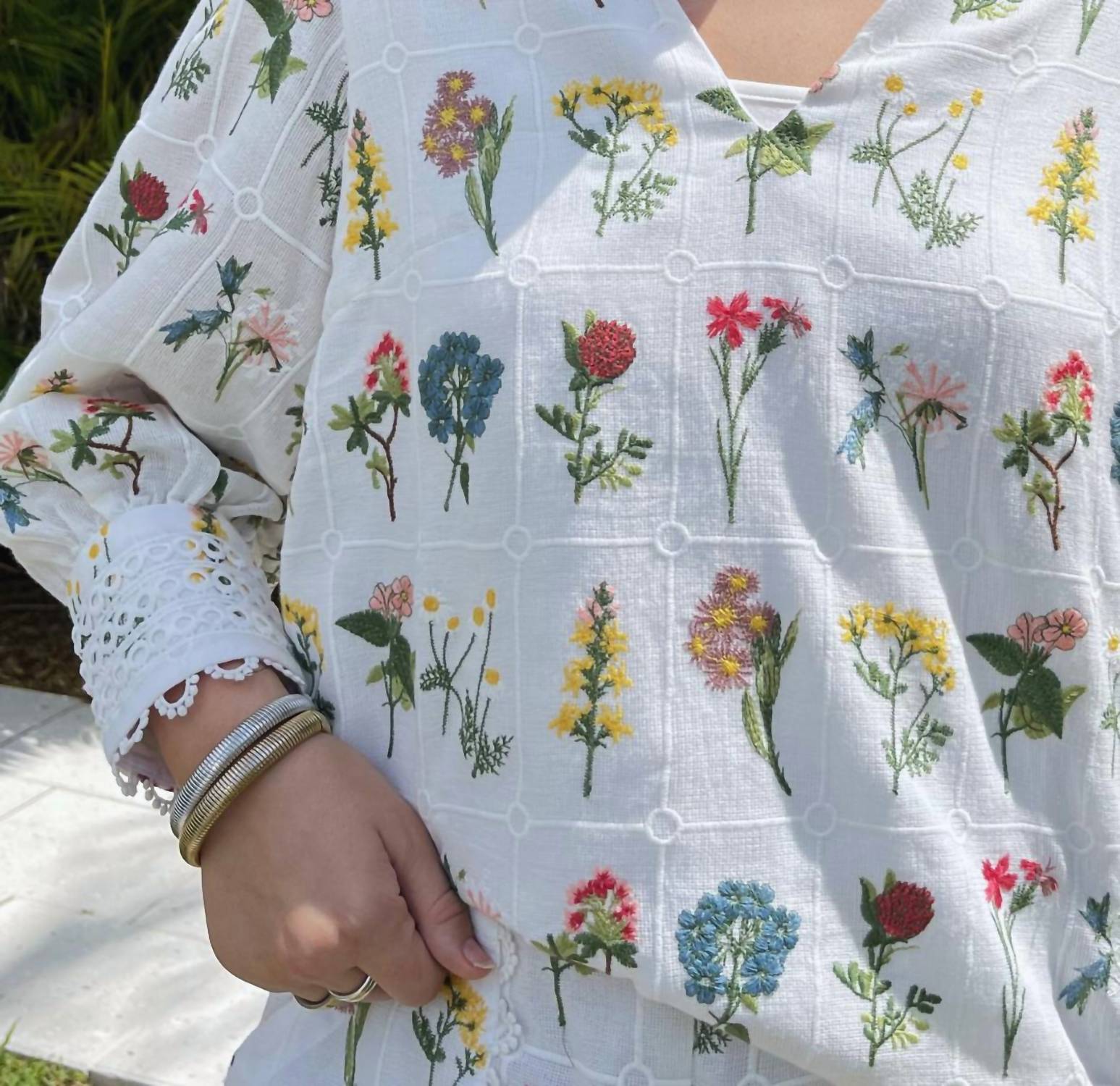 EMILY LOVELOCK Women's Hailey Embroidered Blouse in white - women's shirt - view 4
