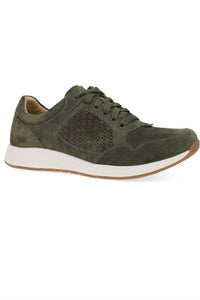 dansko Women's Catie Suede Sneakers in olive suede - women's sneaker - detail view