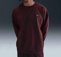 NIKE Solo Swoosh Fleece Crew Sweatshirt in burgundy crush burgundy crush white - men's shirt - view 4