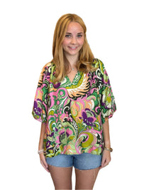 Joy Joy Puff Sleeve Peasant Top in jungle paisley - women's blouse - alternate view