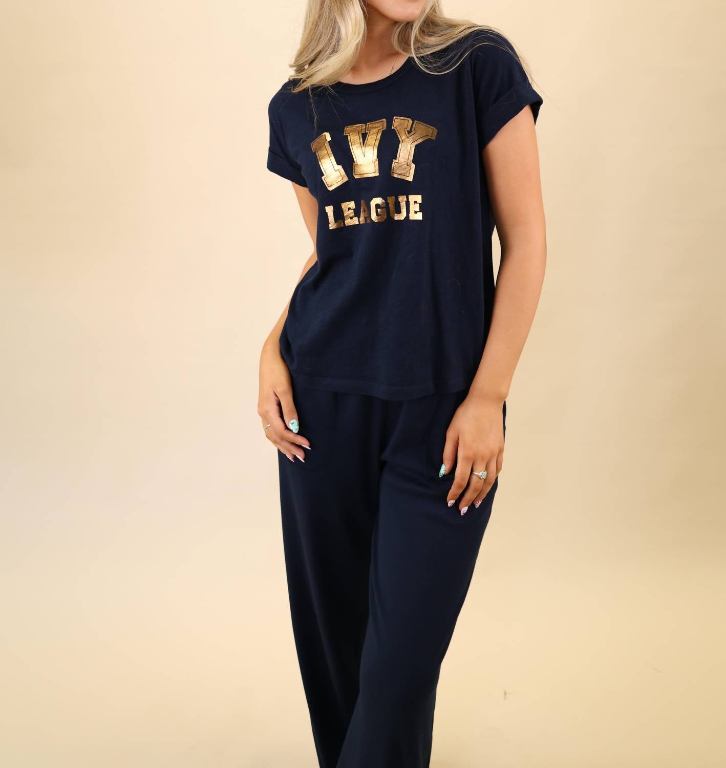 Sundry Ivy League Tee in deep navy - women's t-shirt - alternate view