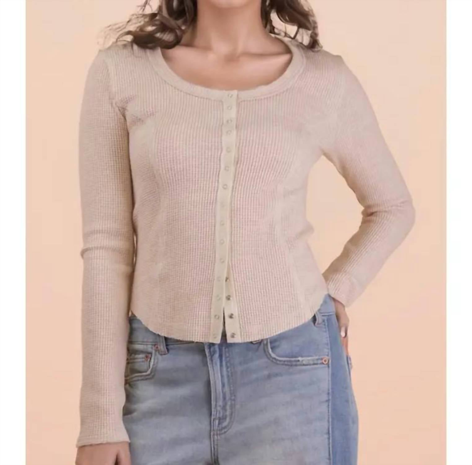 Very J - Rib Knit Button Top