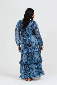 Fashion Szn Curve - Ruffle Snake Print Maxi Dress