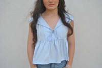 Tcec - Sleeveless Collared Peplum Hem Top
