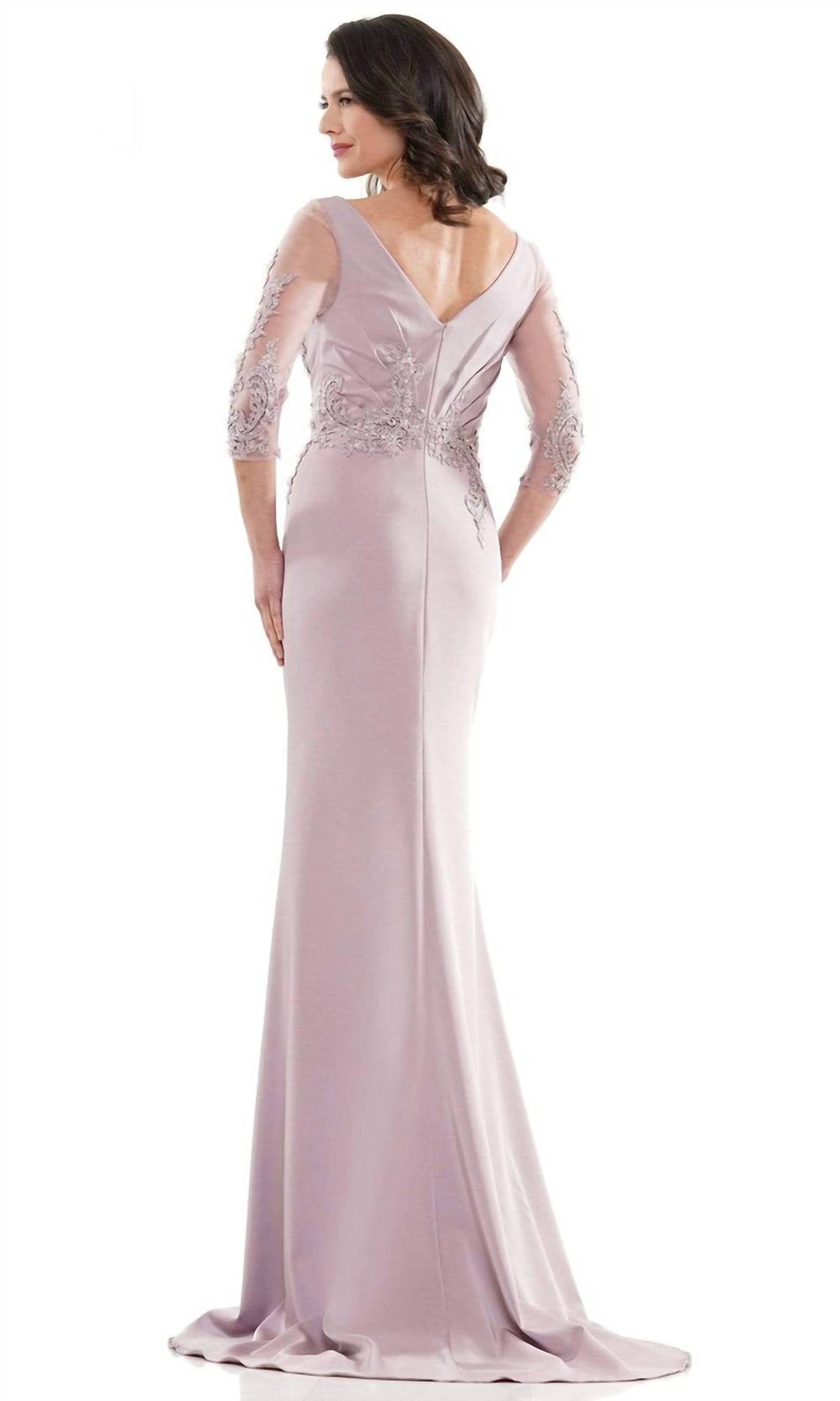 Marsoni By Colors - Embroidery Detailed Polished Gown Mv1145