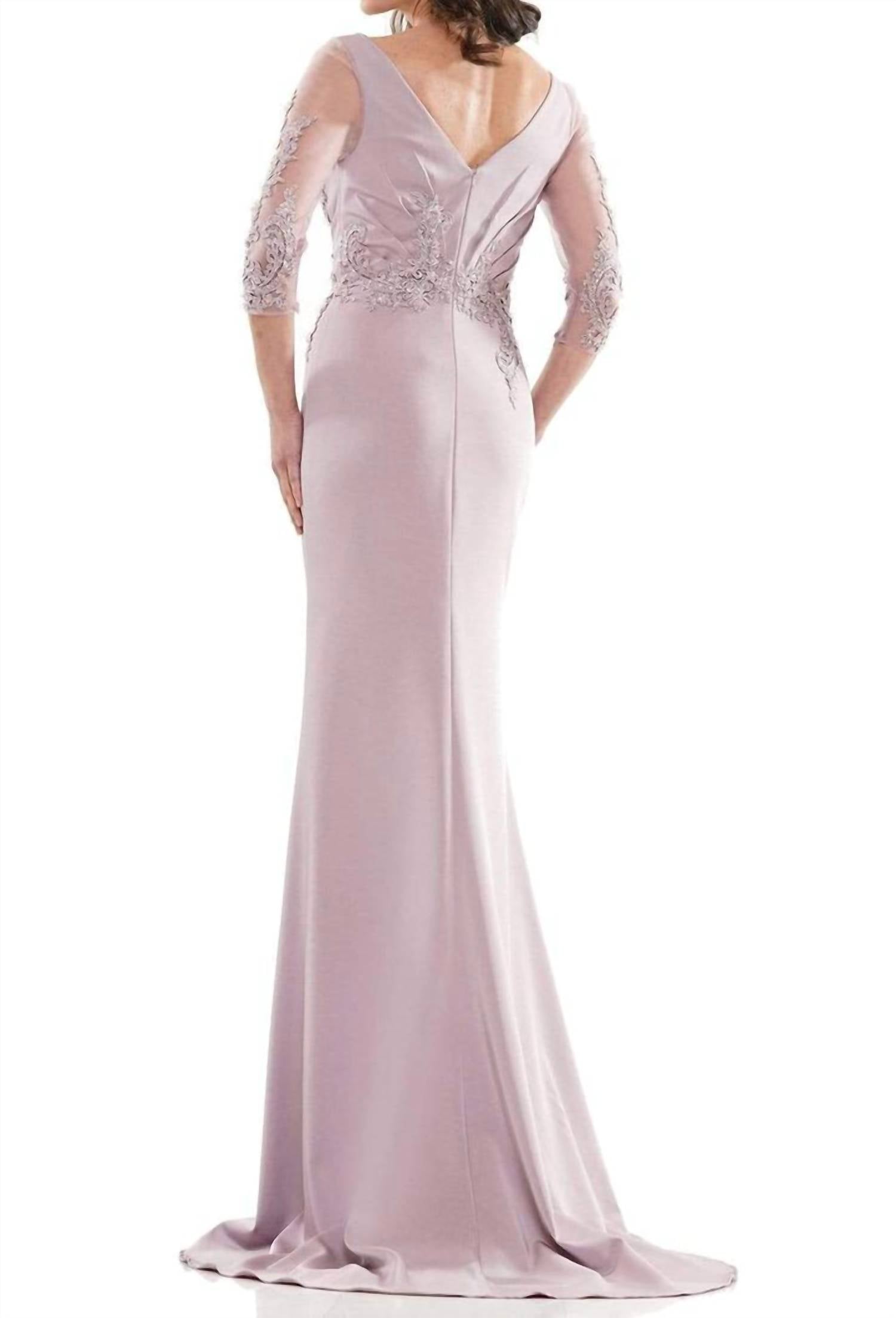 Marsoni By Colors - Embroidery Detailed Polished Gown Mv1145
