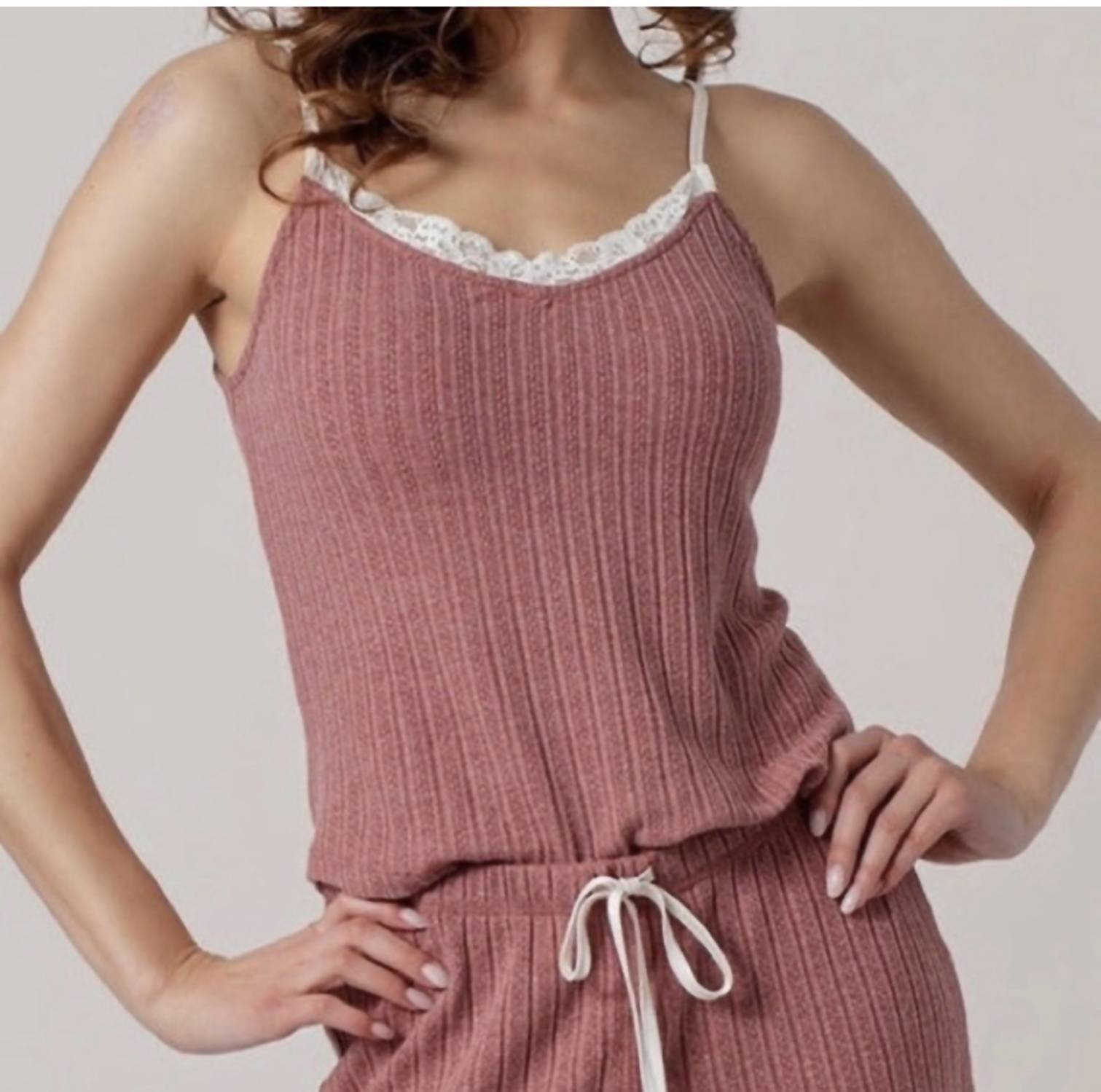 Blu Pepper - Ribbed Knit 2-Piece Lounge Set