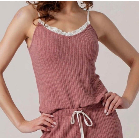 Blu Pepper - Ribbed Knit 2-Piece Lounge Set