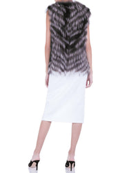 SOLISLUNAE Fox Fur Vest in grey - women's jacket - alternate view