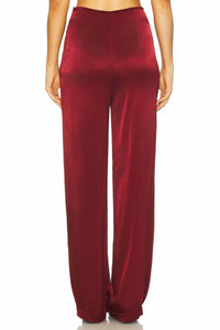 BARDOT Devin Wide Leg Trouser Pant in burgundy - women's pants - detail view