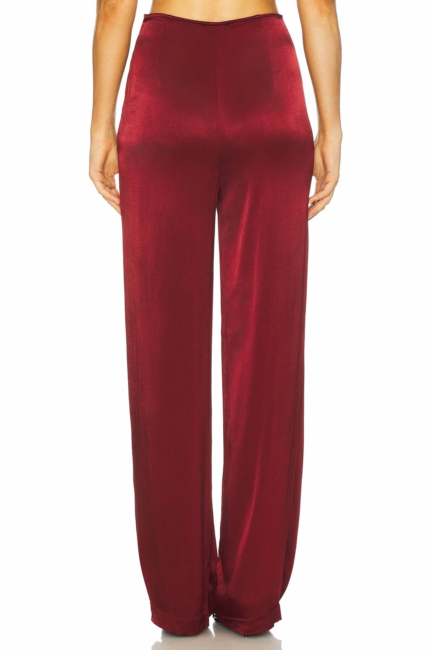 BARDOT Devin Wide Leg Trouser Pant in burgundy - women's pants - detail view