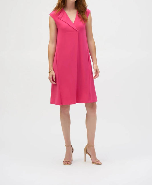Joseph Ribkoff - V-neck Cap Sleeve Trapeze Dress