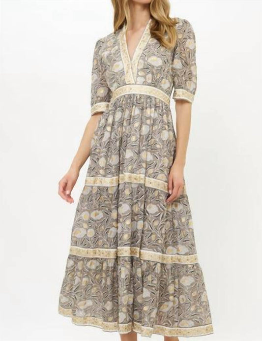 Oliphant - V-neck Cuffed Maxi Dress