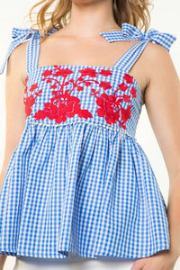 Thml - Gingham Embroidery Top