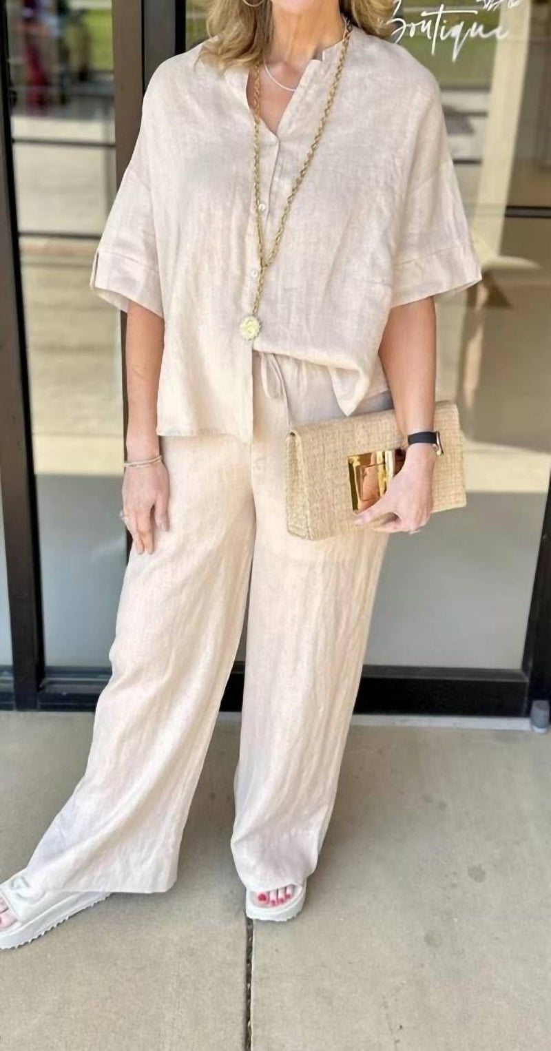 ESQUALO Oversized Linen Blouse in off white - women's blouse