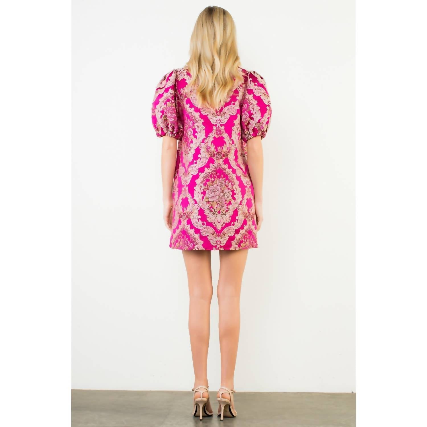 Thml - Puff Sleeve Floral Embroidery Detail Dress