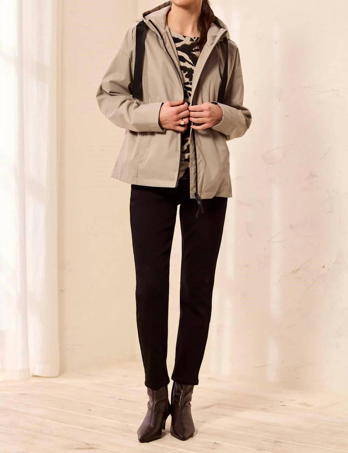 Tribal - Hooded Zip Front Rain Jacket