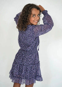 flowers by zoe Tween Floral Long Sleeve Dress in purple - kids' dress - alternate view