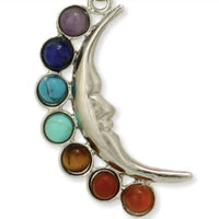 Zad - Women's Chakra Stone Crescent Moon Necklace