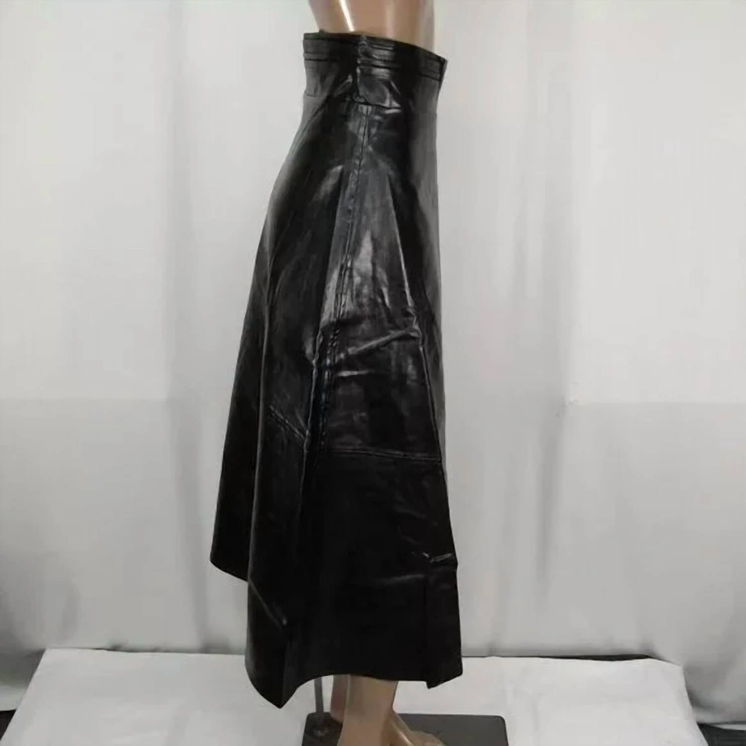 Byrd - Harper Faux Leather Flare Midi Skirt