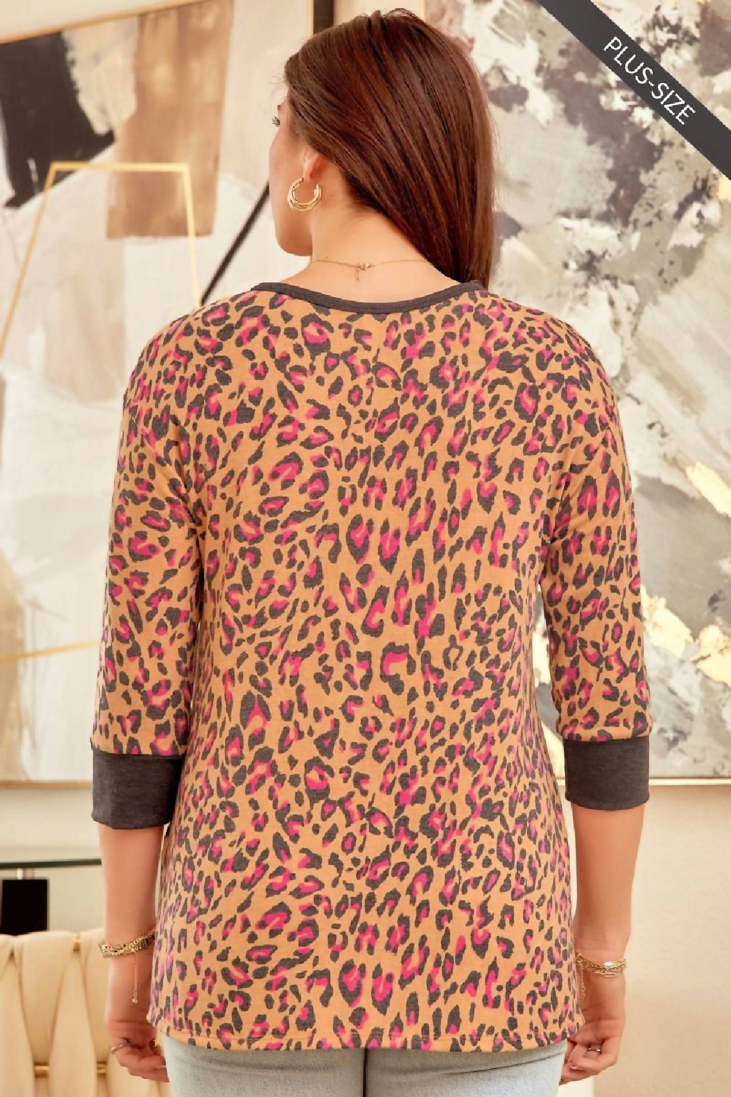 Dear Scarlett Leopard Print Top in multi - women's shirt - alternate view