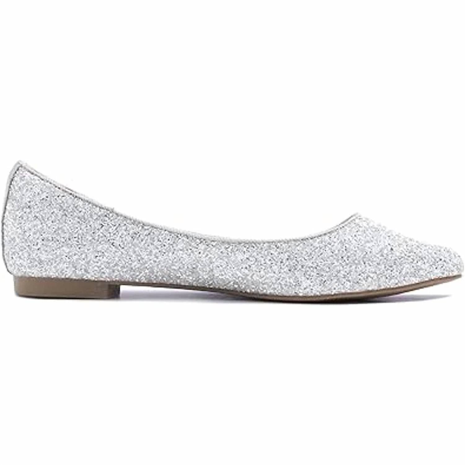 Feversole - Women's Glitter Pointed Toe Slip On Ballet Flat Shoes