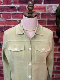Trisha Tyler - Contrast Stitch Knit Button-Up Cardigan