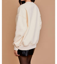GILLI Wine And Cheese Club Sweatshirt Top in cream - women's top - alternate view