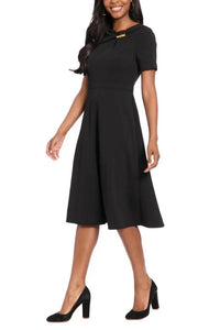 London Times - Drape Neckline Bodice A-line Dress