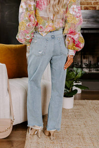 Just Usa - Kai High Waist Distressed Straight Leg Jeans