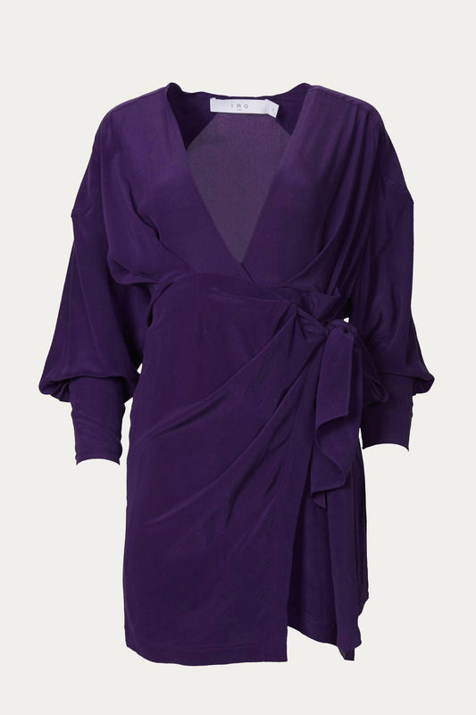 INIMA DRAPED SILK WRAP DRESS