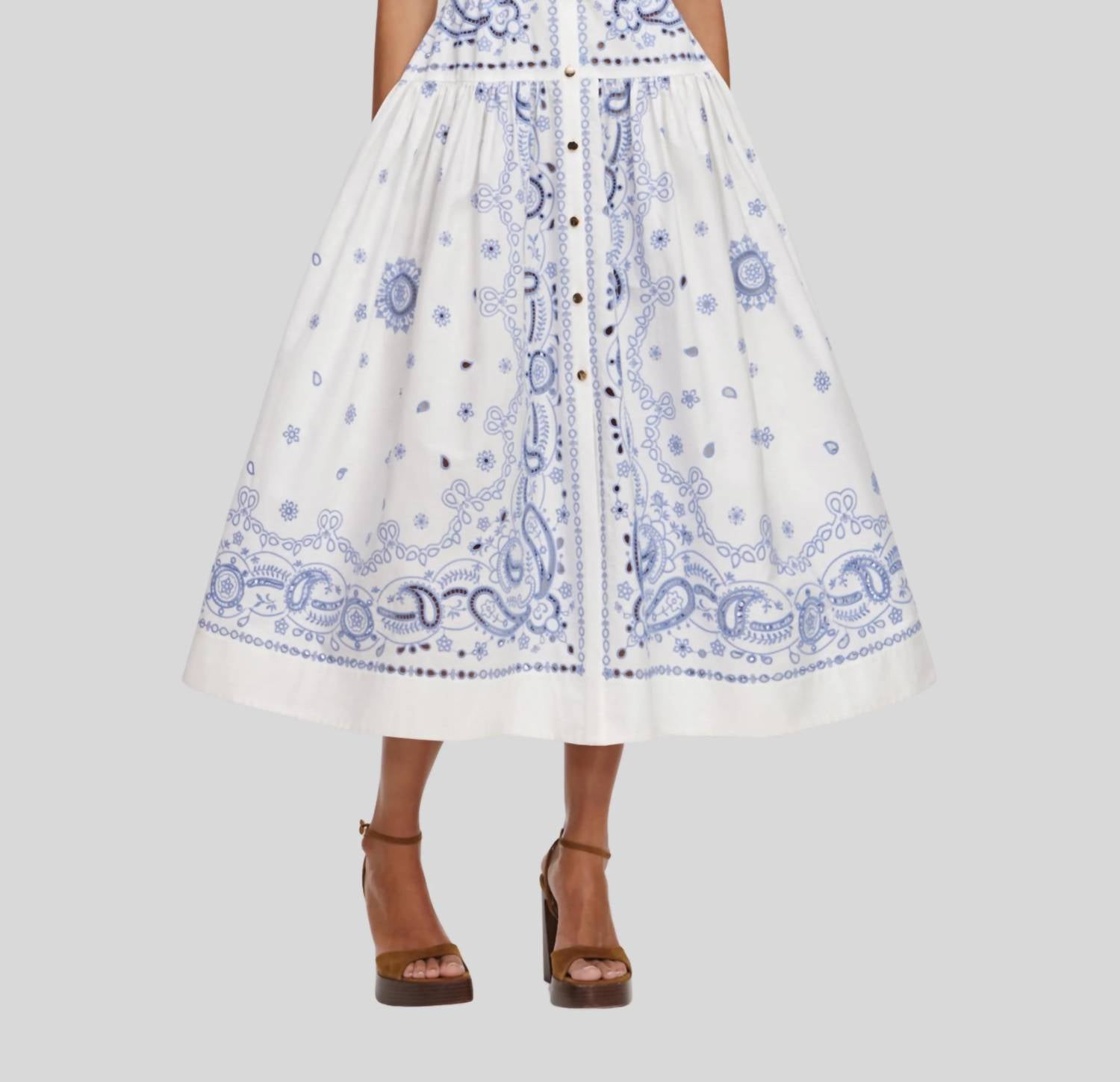 Self-Portrait - Embroidered Midi Shirt Dress