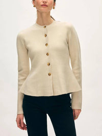 White + Warren - Cashmere Blend Peplum Cardigan