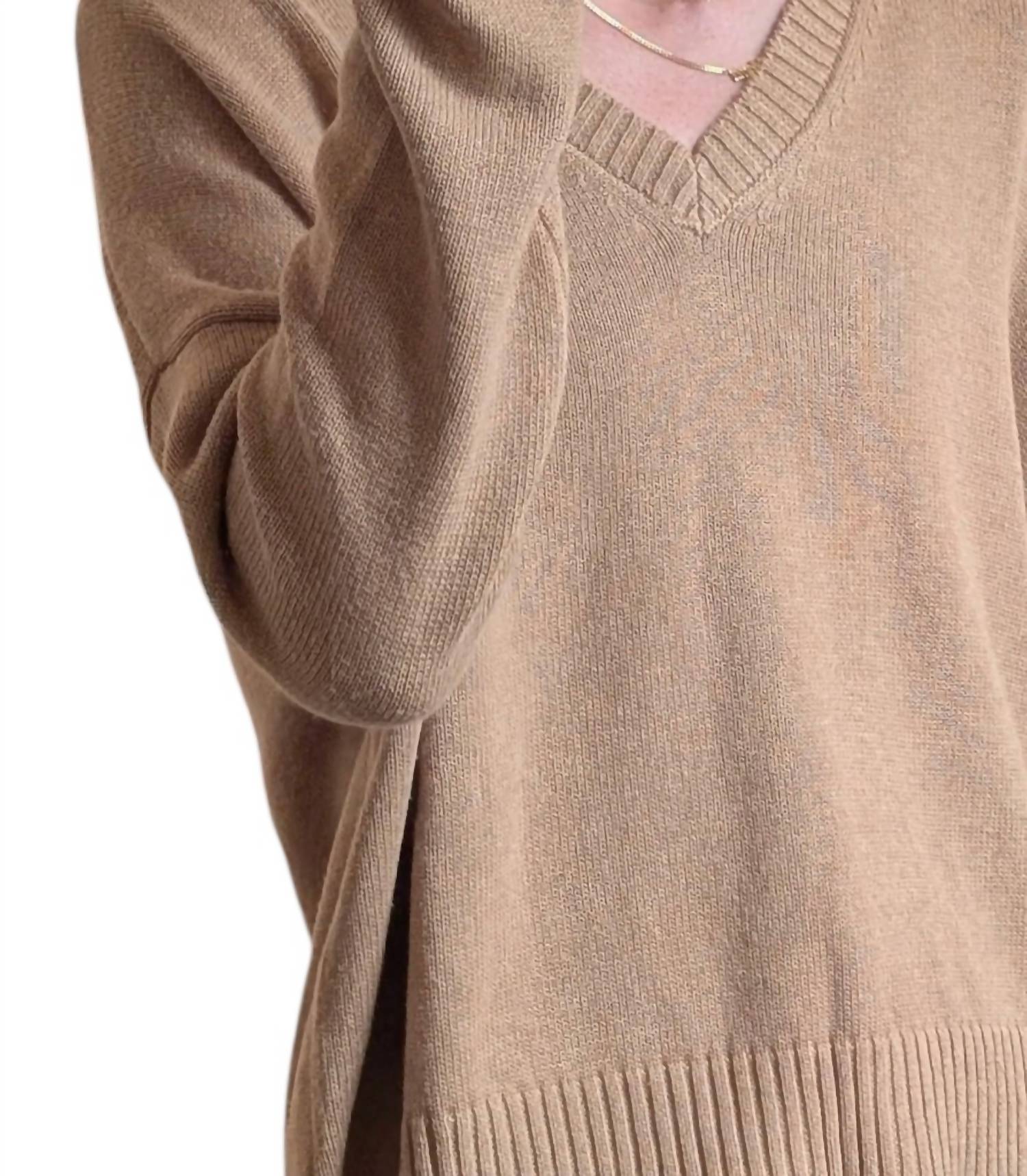 Minnie Rose - Cotton Cashmere Boxy V Neck Sweater
