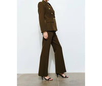INA Fashion Button Double-Breasted Tailored Blazer in dark olive - women's jacket - view 5