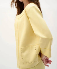 Joseph Ribkoff - Studded Open Front Boxy Faux Suede Jacket