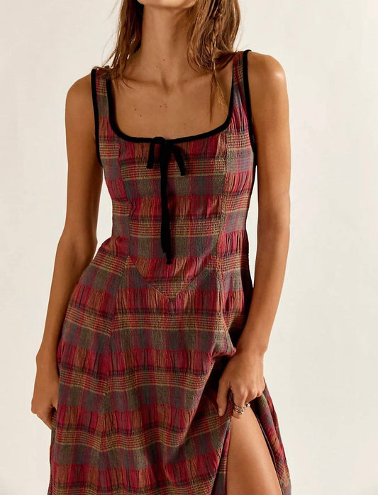 Free People - Freya Plaid Midi Dress