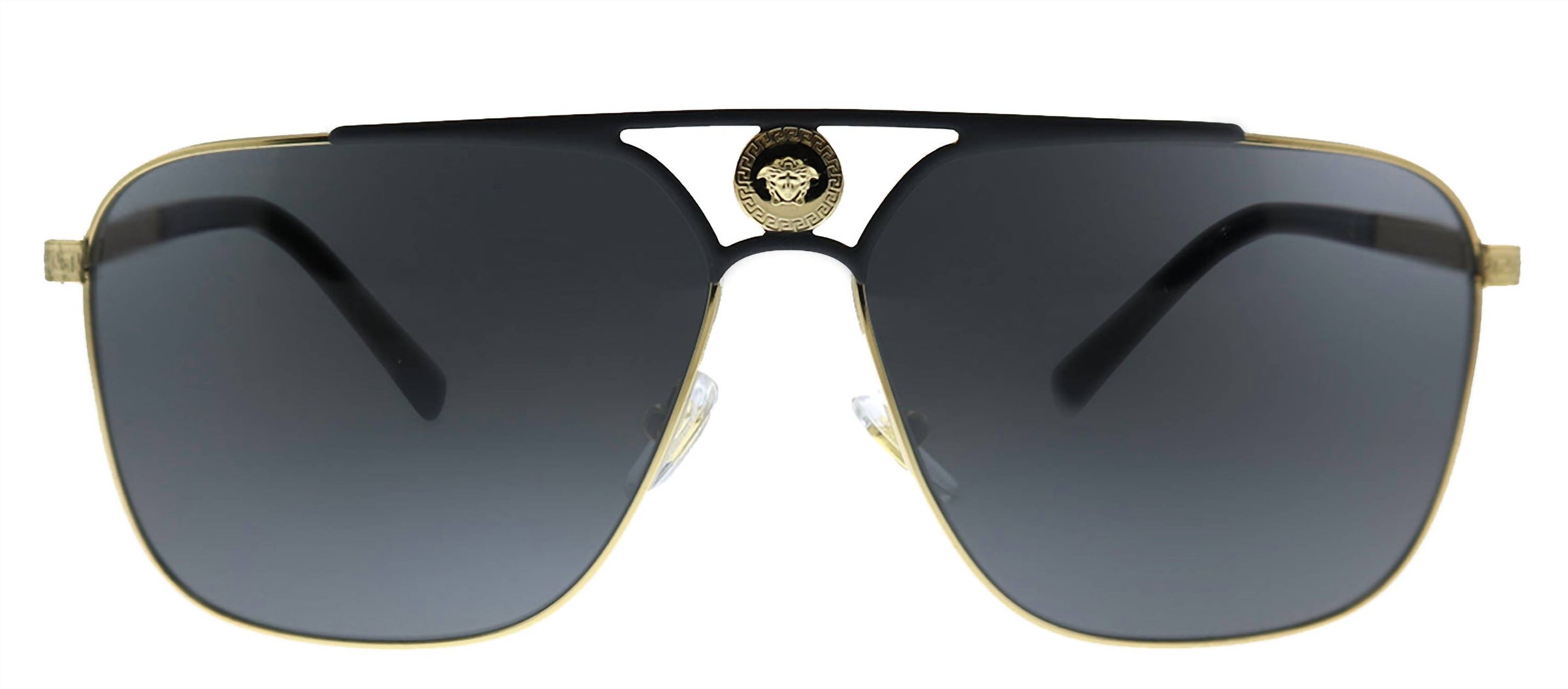 Versace - Rectangle Metal Sunglasses with Grey Lens