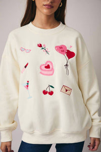 Sunday Edition - Graphic Embroidered Fleece Sweatshirt