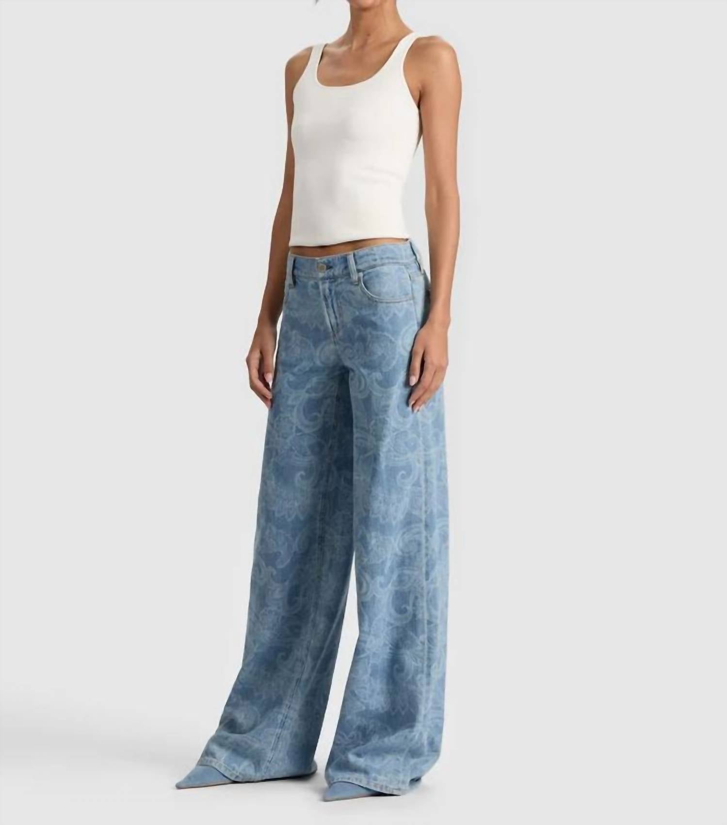 alice + olivia Amazing Baggy Jean in laser paisley - women's jeans - alternate view
