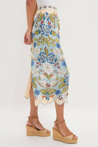 Farm Rio - Floral Linen Midi Skirt
